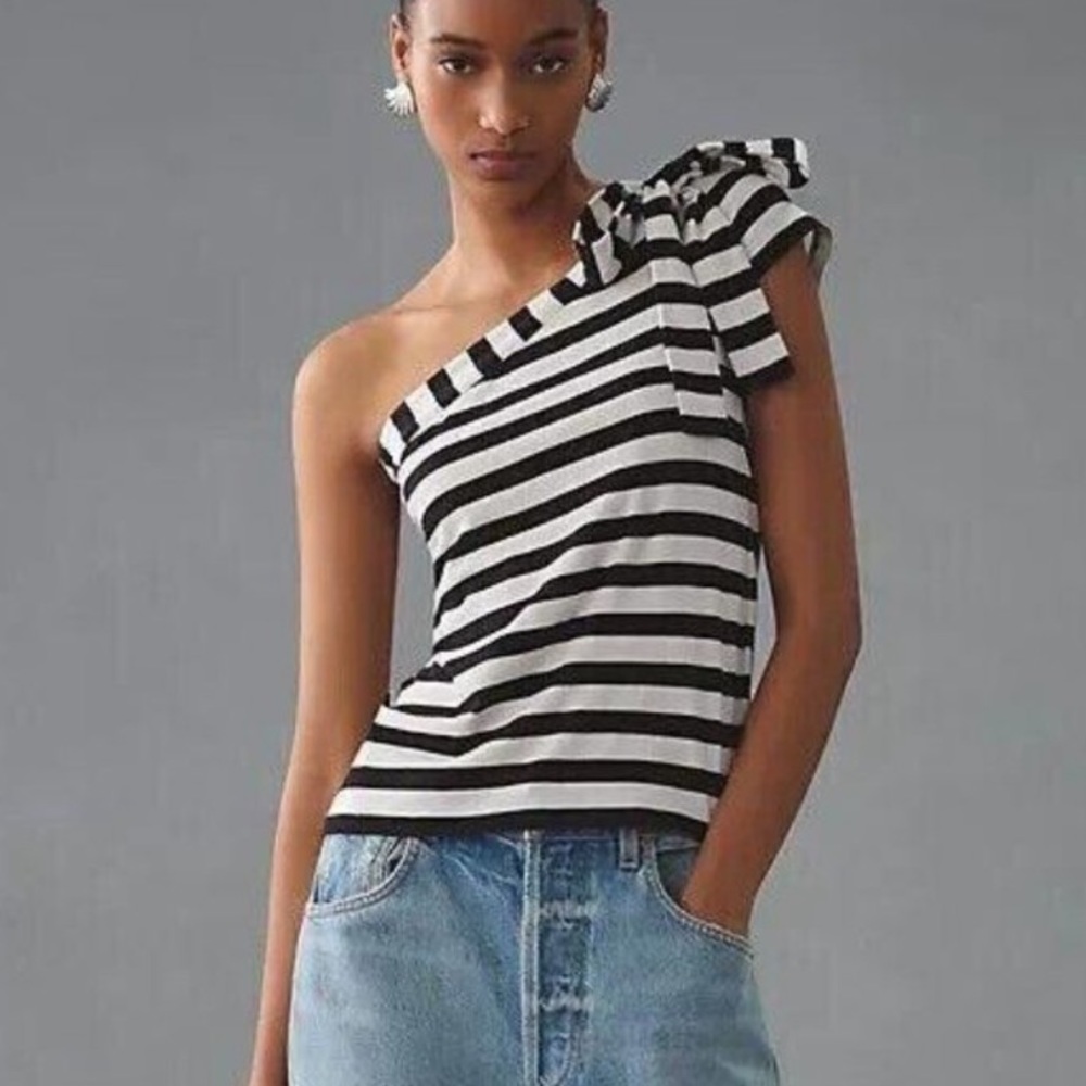 Striped Maeve Anthropologie One Shoulder Top